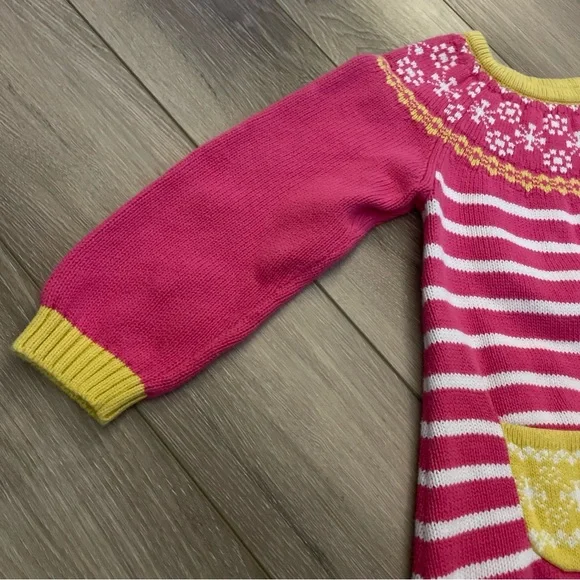 Hanna Andersson Girl’s Size 3 Pink Yellow & White Striped Sweater Dress - Picture 4 of 11